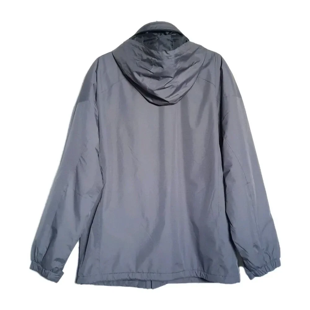 Izod Men Gray Performx Hooded Fleece Lined Jacket Front Side Zip Pockets Sz S